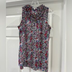 Cabi floral blouse with ruffle neck size M